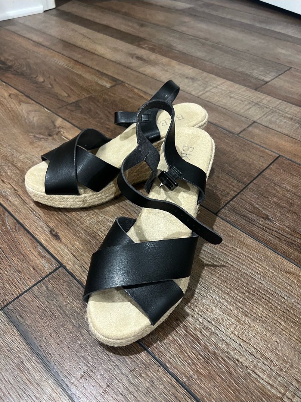 BKE Black Espadrille Wedge Sandals - Women